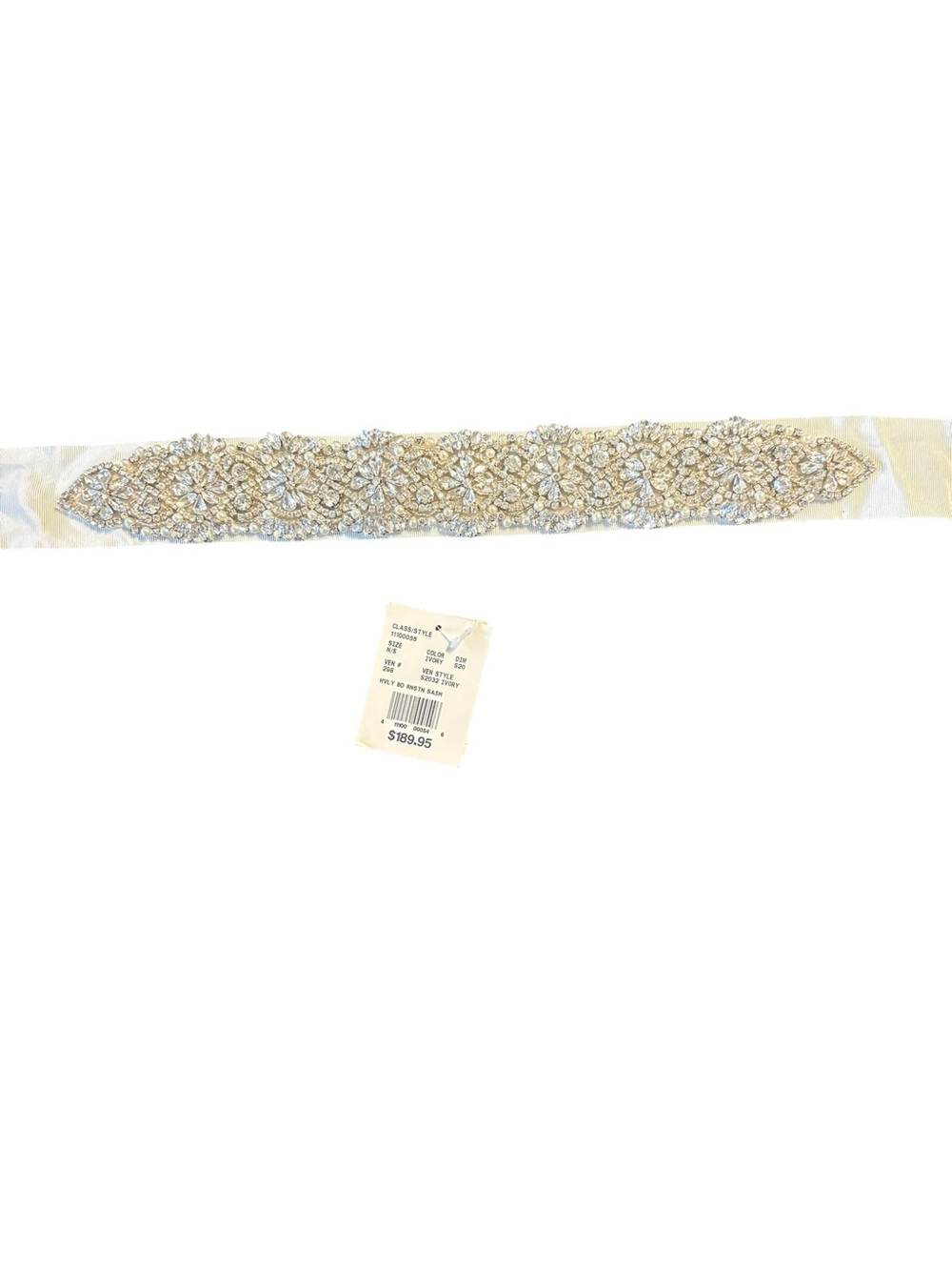 David's Bridal Ivory Bridal Crystal Beaded Belt - Picture 5 of 5